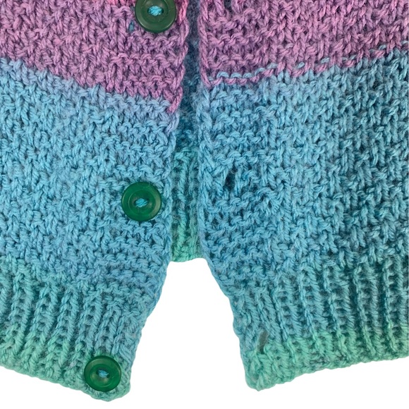 Charming Handmade Girl’s Knitted Long Sleeve Button Front Cardigan Sweater - Picture 5 of 13